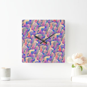 Horloge murale à motif aquarelle multicolore