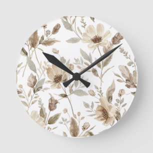Horloge murale à motif botanique Horloge florale