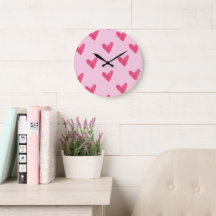 Horloge Murale à Motif de Cœurs Dessinés à la Main