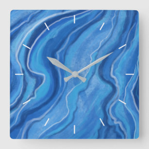 Horloge murale à motif de marbre bleu
