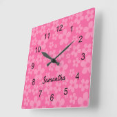 Horloge murale à motif rose (Angle)