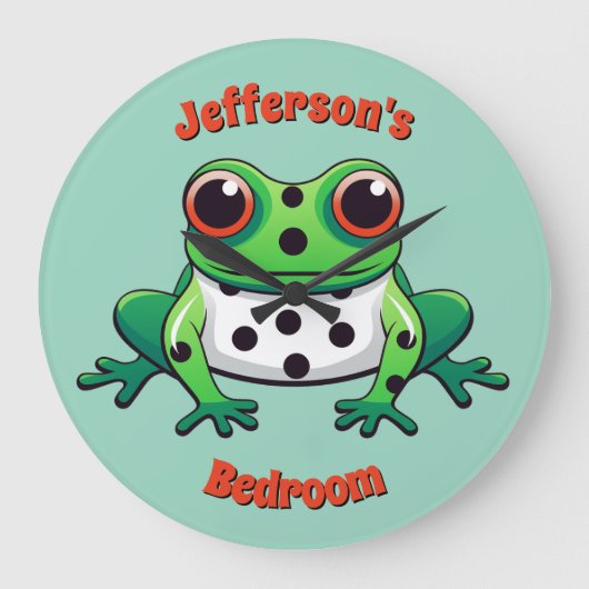 Horloge murale à point de Polka vert mignon person (Recto)