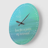 Horloge murale à queue de sirène aquarelle Aqua pe (Angle)
