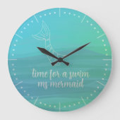 Horloge murale à queue de sirène aquarelle Aqua pe (Recto)