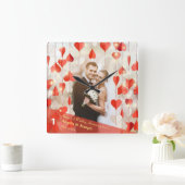 Horloge murale à rideau de cœurs pour 1er annivers (Maison)
