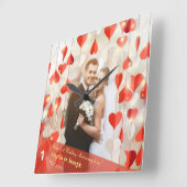 Horloge murale à rideau de cœurs pour 1er annivers (Angle)