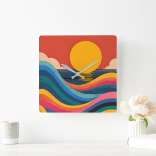 Horloge murale abstraite Bauhaus sur les vagues de