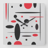 Horloge murale abstraite de noir, rouge et de (Recto)