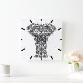 Horloge murale abstraite noire d'éléphant (Maison)