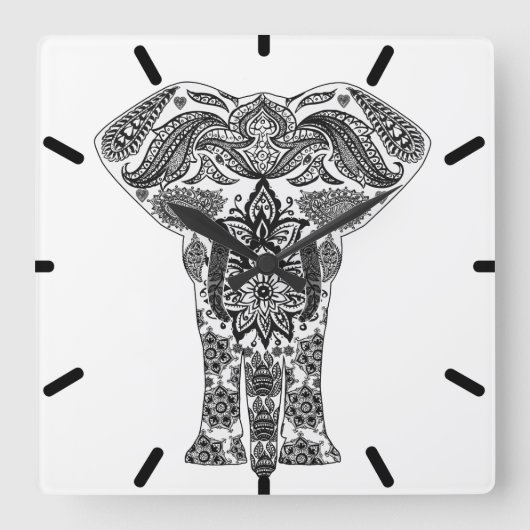 Horloge murale abstraite noire d'éléphant (Recto)