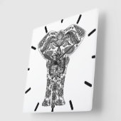 Horloge murale abstraite noire d'éléphant (Angle)