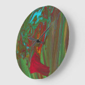 Horloge murale abstraite rouge vert gras De Rags à (Angle)