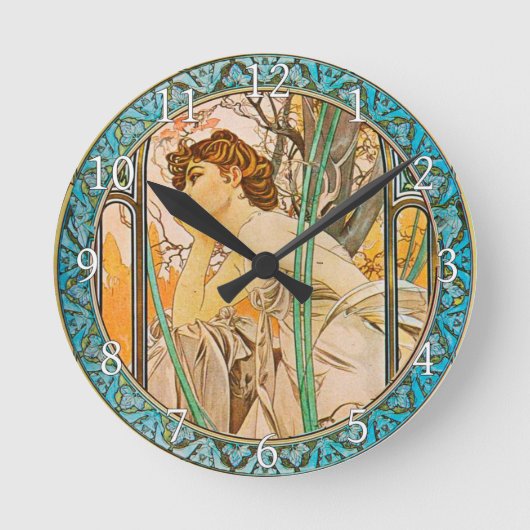 Horloge murale acrylique Art Nouveau Alphonse Much (Recto)