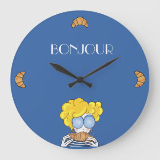 Horloge murale acrylique Bonjour