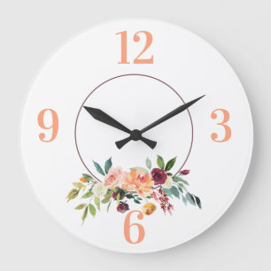 Horloge murale acrylique du cadre floral
