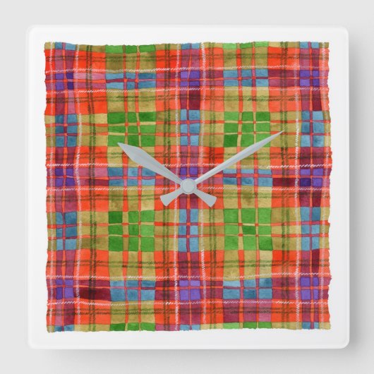 Horloge murale acrylique du Carré MAC RAE TARTAN (Recto)