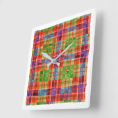 Horloge murale acrylique du Carré MAC RAE TARTAN (Angle)