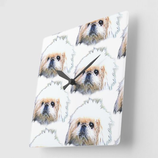 Horloge murale acrylique, Marcus le Pekingese (Angle)