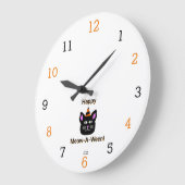 Horloge murale acrylique Noire Cat Meow-A-Ween (Angle)