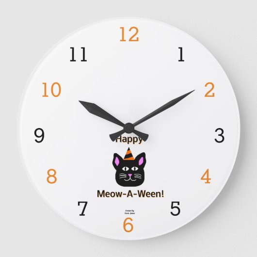 Horloge murale acrylique Noire Cat Meow-A-Ween (Recto)