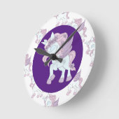 Horloge murale acrylique Pastel violet et blanc Un (Angle)