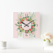 Horloge murale acrylique rayée de fraise (Maison)