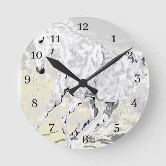Horloge murale acrylique, Stallion blanc sauvage C (Recto)