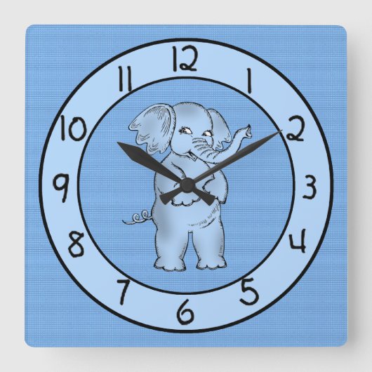Horloge murale adorable Blue Elephant pour les gar (Recto)