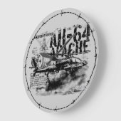 Horloge murale AH-64 Apache Arrondie (Grande) (Angle)