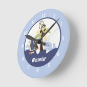 Horloge murale Ahoy Mate Monkey Whale Ajouter un n (Angle)