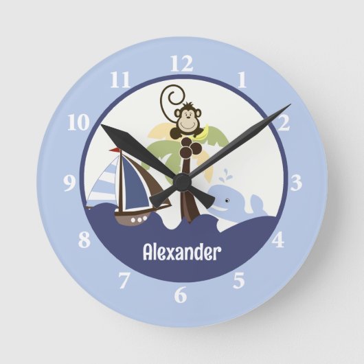 Horloge murale Ahoy Mate Monkey Whale Ajouter un n (Recto)