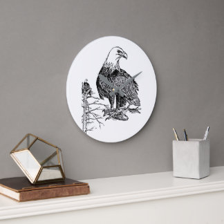 Horloge murale aigle américain vintage – Illustr o