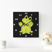Horloge murale amusante de grenouille de dessin (Maison)