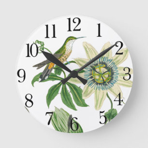 Horloge murale animale de fleur de faune d'oiseau