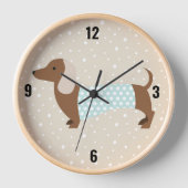 Horloge murale animée marron teckel (Recto)