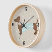 Horloge murale animée marron teckel (Angle)