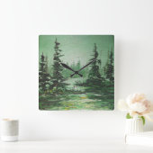 Horloge murale Ann Hayes peignant la forêt verte (Maison)