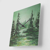 Horloge murale Ann Hayes peignant la forêt verte (Angle)