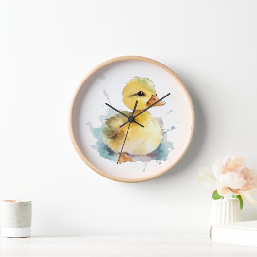 Horloge murale aquarelle bébé canard (Maison)