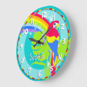 Horloge murale arc-en-ciel fun kids macaw perroque (Angle)