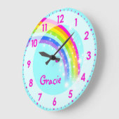 Horloge murale arc-en-ciel pour enfants fille prén (Angle)