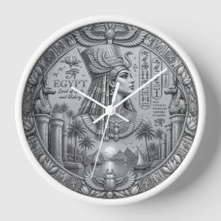 Horloge murale argentée égyptienne – Élégant Égypt