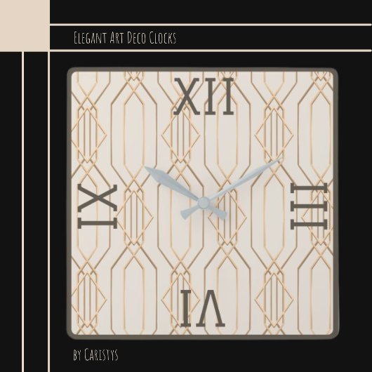 Horloge murale Art Déco Gold Pastel Brown foncé Ca