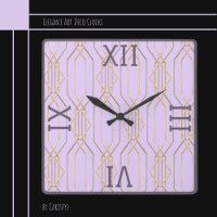 Horloge murale Art Déco Or, Lavande et Plum Carré