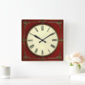 Horloge murale Art déco rouge (Maison)