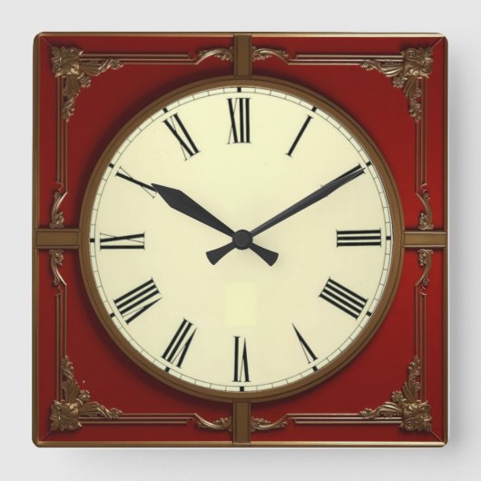 Horloge murale Art déco rouge (Recto)
