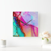 Horloge murale artistique colorée (Maison)