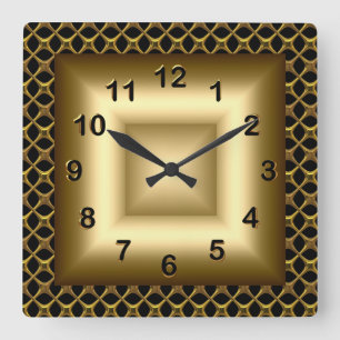 Horloge murale aspect métal bronze noir or