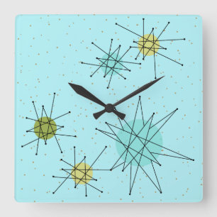 Horloge murale atomique bleue de Starbursts des