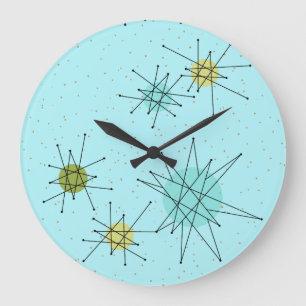 Horloge murale atomique bleue de Starbursts des